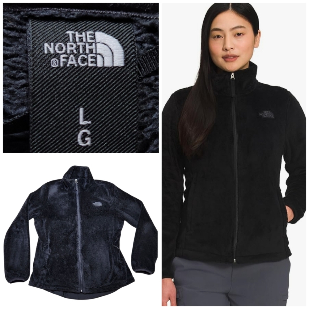 THE NORTHFACE Women's Osito Full Zip Fleece Jacket In Black Sz Large